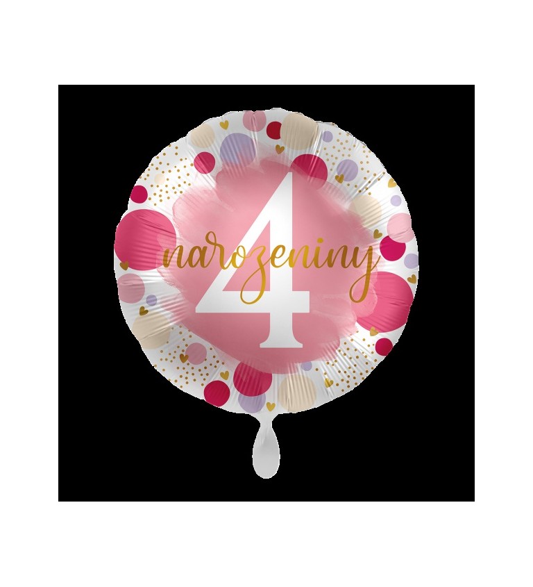 Růžový fóliový balonek 4. narozeniny
