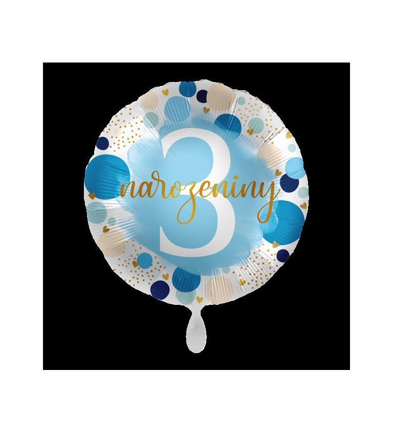 3. narozeniny - Modrý fóliový balonek