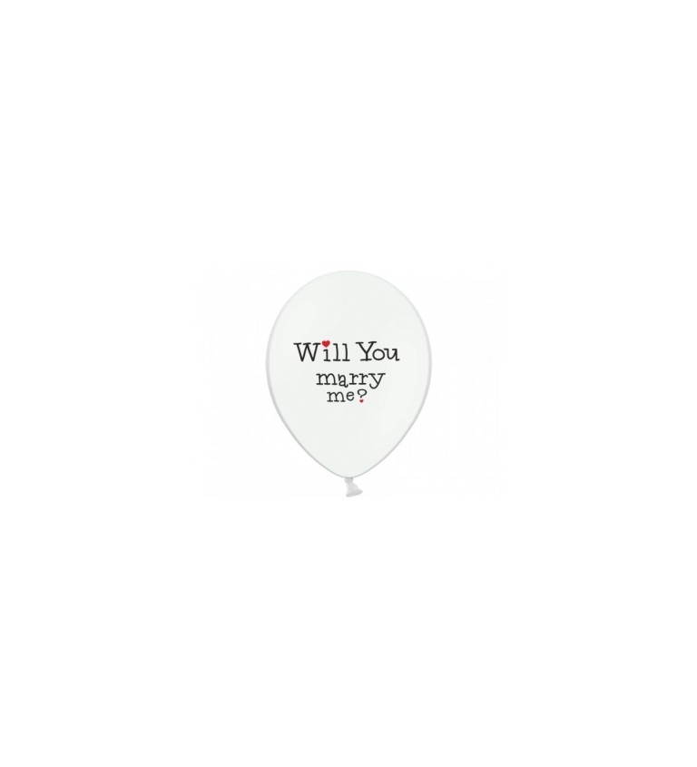 Nafukovací balónek - Will you marry me?, bílý - 6 ks