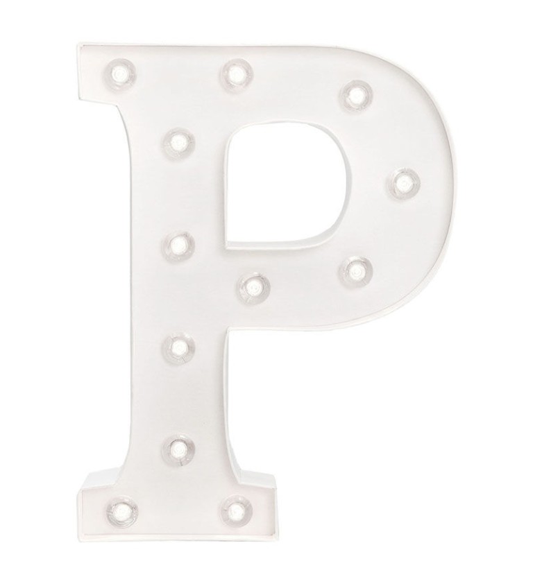 Svítící písmeno LED bílé - "P"