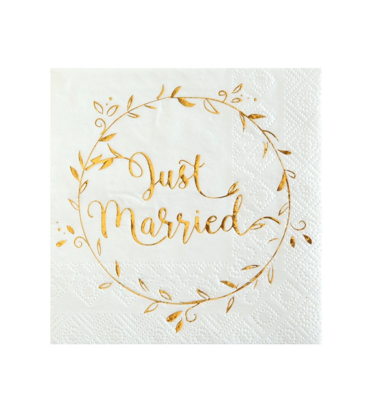 Bílo-zlaté ubrousky - Just Married