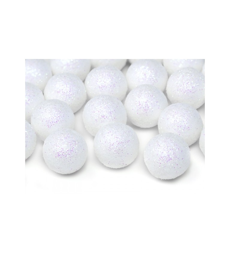 Bílé dekorační balónky se třpytkami (2 cm)