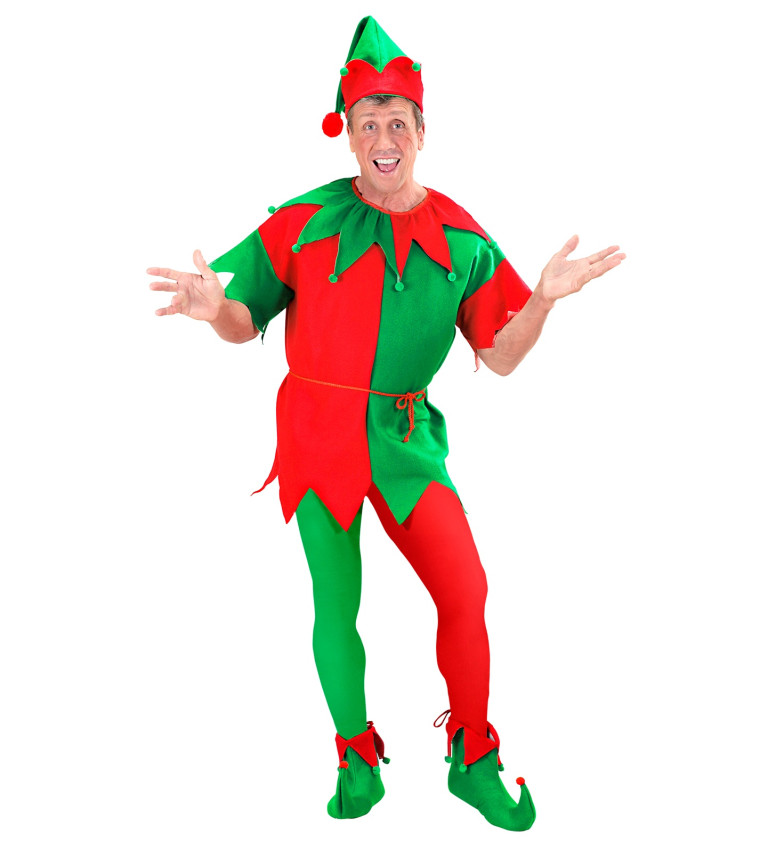 Elfí punčocháče červeno-zelené
