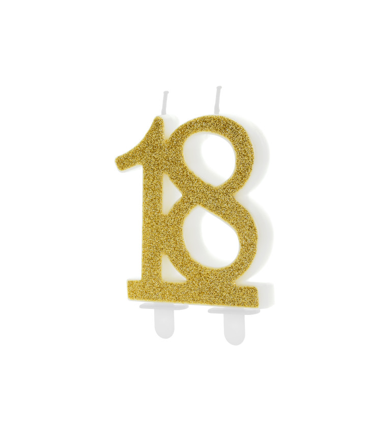 Svíčka s číslem 18 zlatá