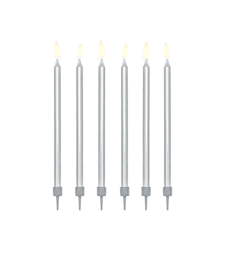 Dortové svíčky - stříbrná - 12 kusů