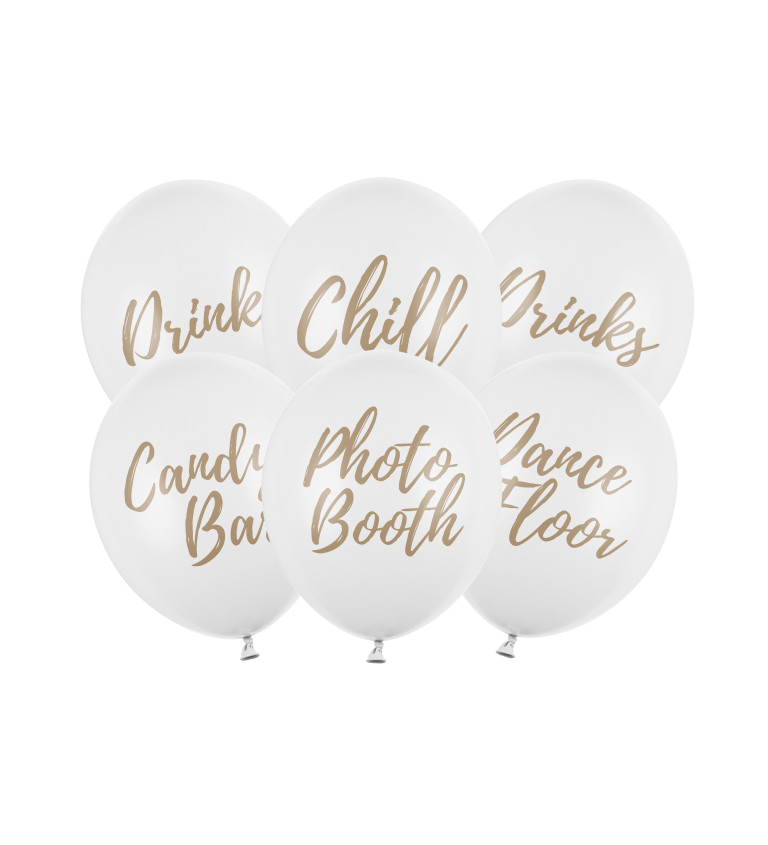 Mix party balónků - bílé s nápisy