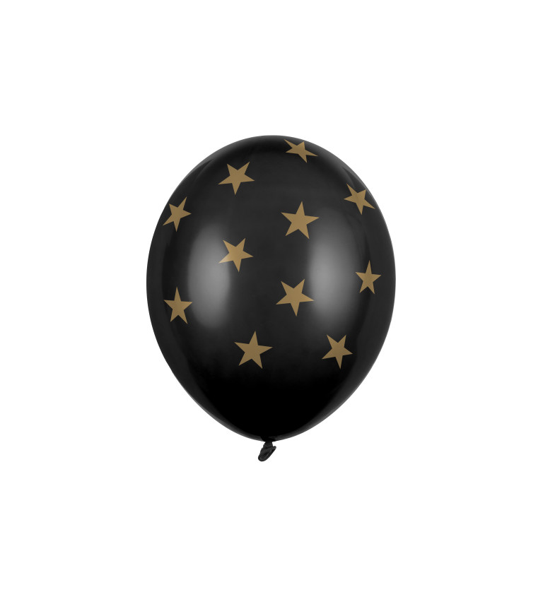 Černé balónky se zlatýmí hvězdami