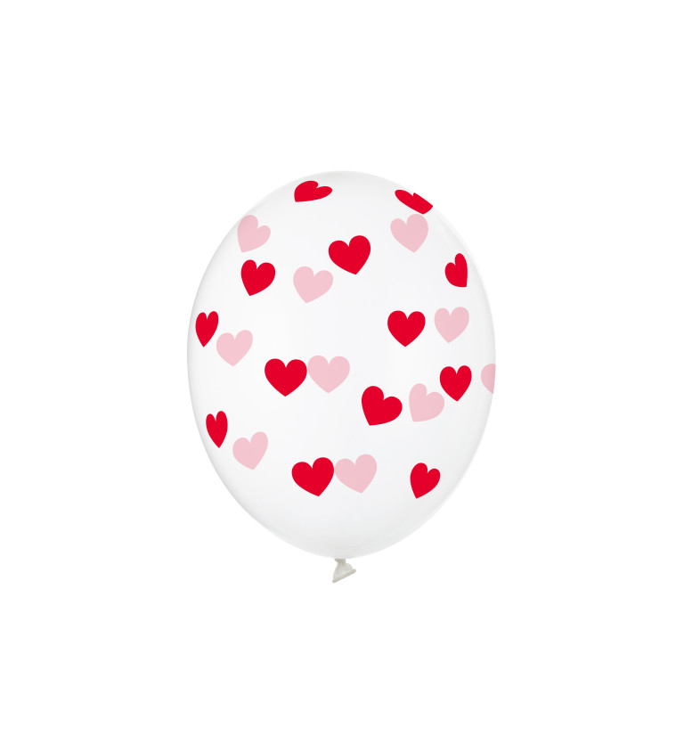 Srdíčkové průhledné balónky - 6ks