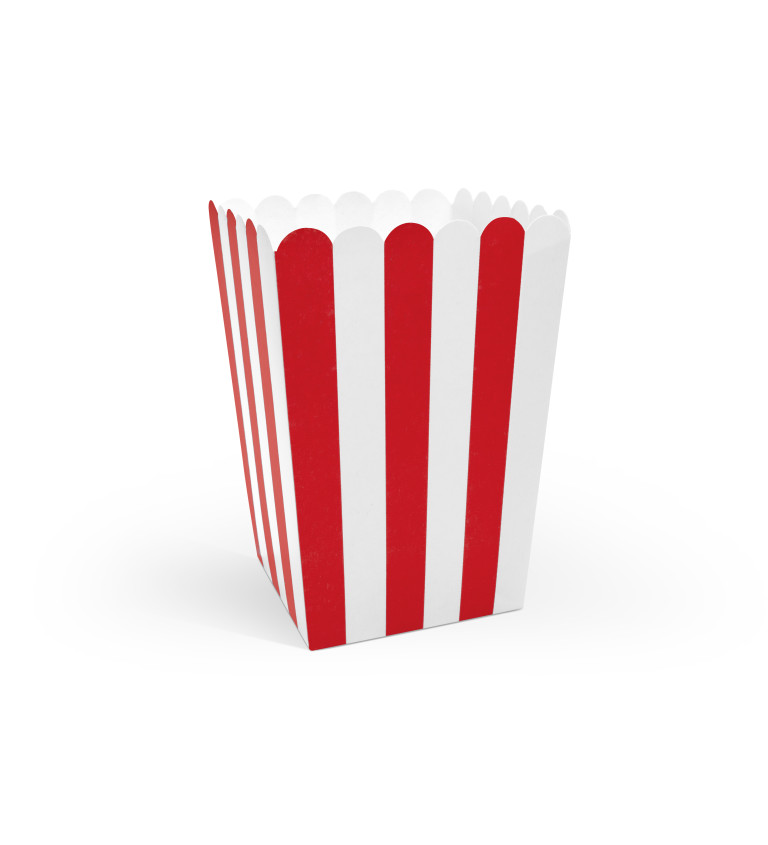 Papírový box na popcorn - bílo červený