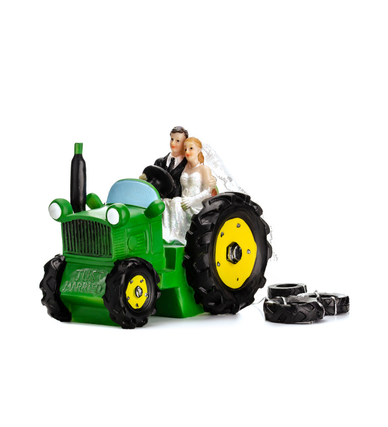 Figurka na dort - nevěsta a ženich na traktoru
