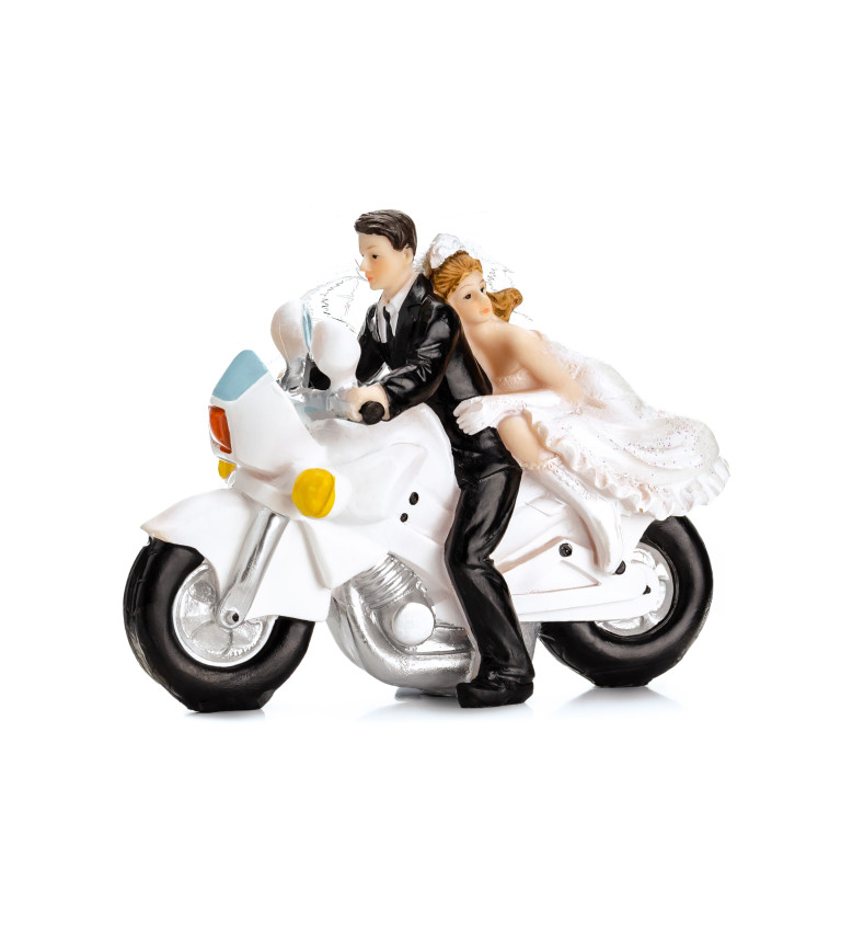 Figurka na na dort Novomanželé na motorce