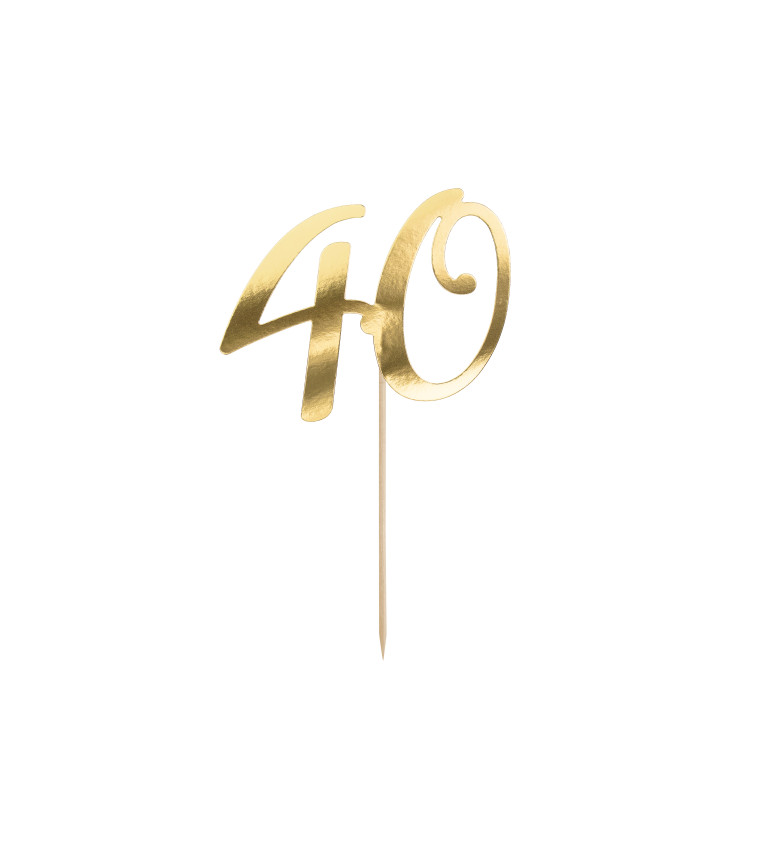 Dortový zápich "40" - zlatý