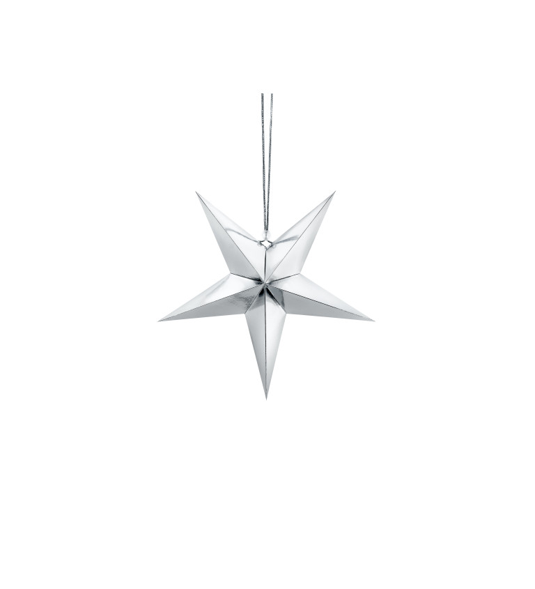 Stříbrná dekorační hvězda - závěsná