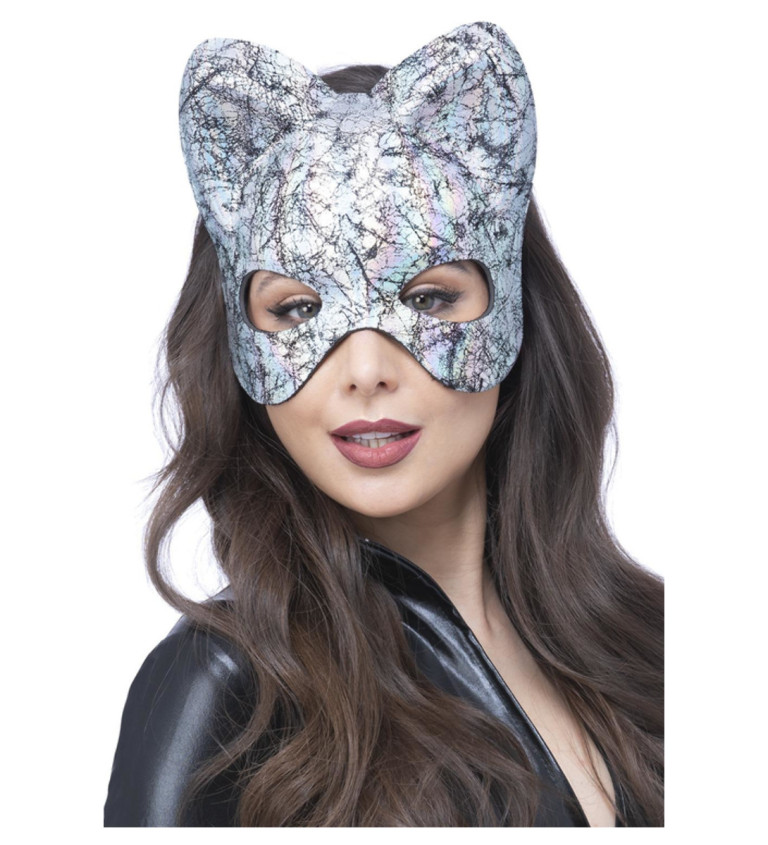 Stříbrná kočičí maska