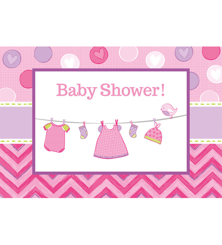 Pozvánky - baby shower - růžová