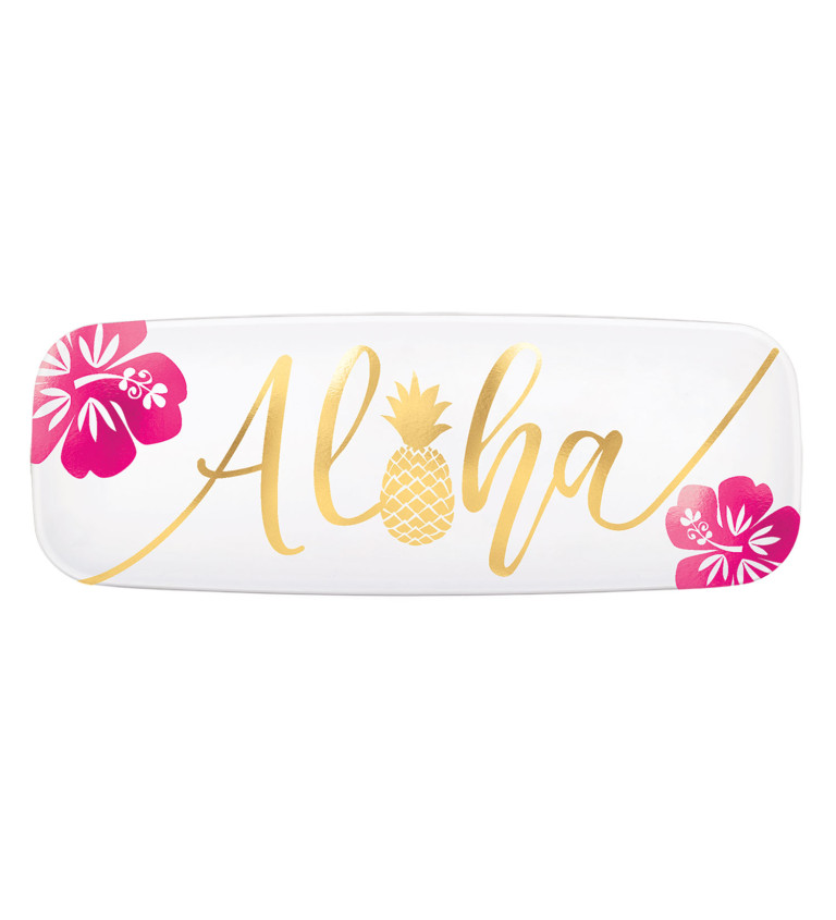 Havajský tác se zlatým nápisem - "Aloha"