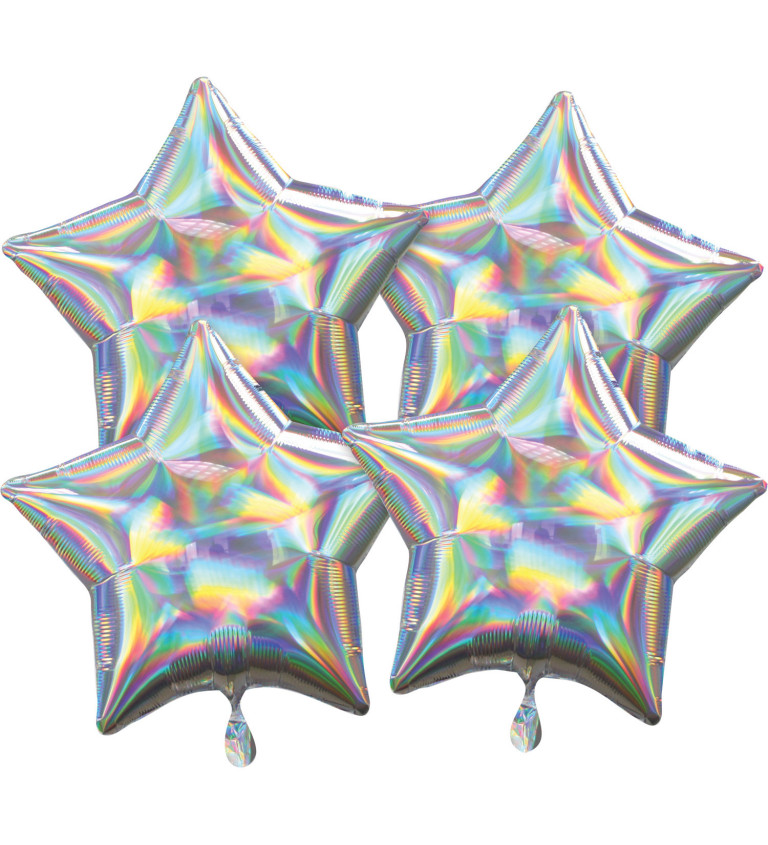 Fóliové balónky duhově stříbrné hvězdy