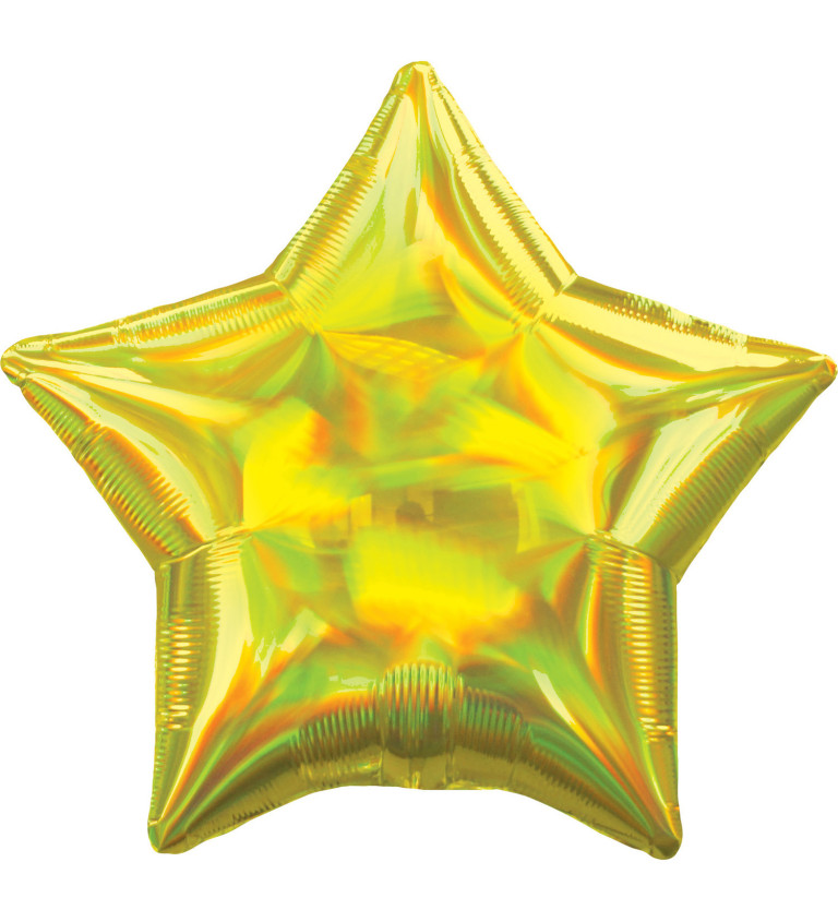 Žlutá holografická hvězda balón