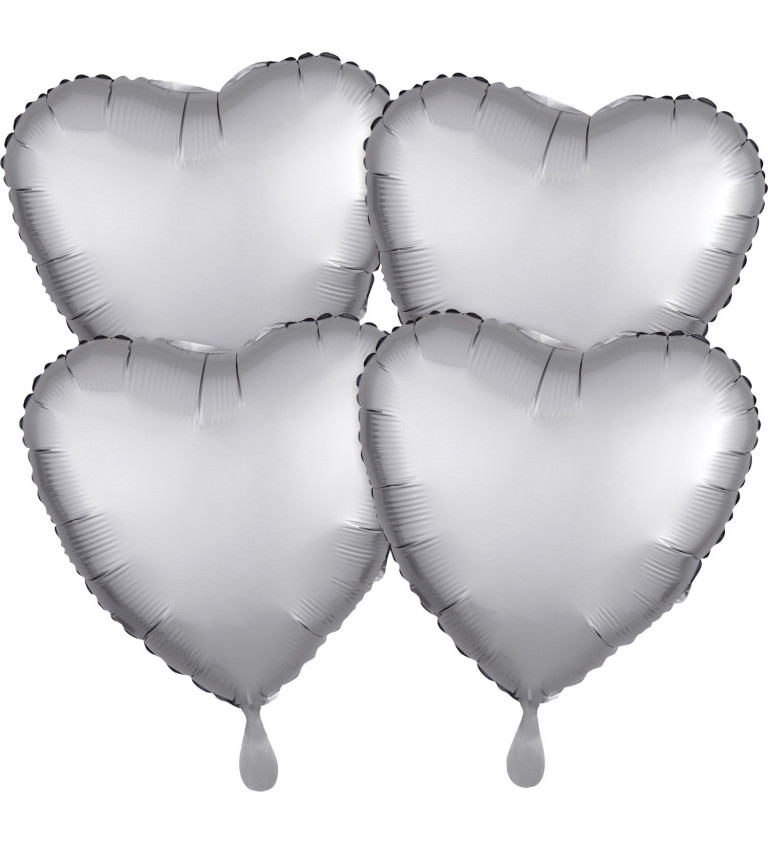 Set balónků srdce stříbrná