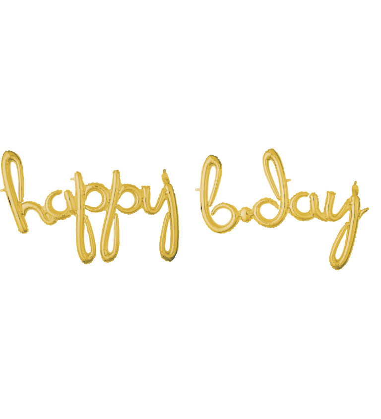 Happy Birthday - Balónek zlatý