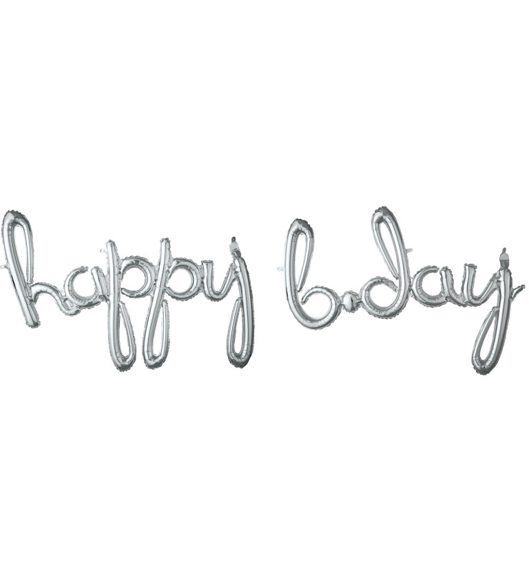 Happy Birthday - stříbrný fóliový balónek