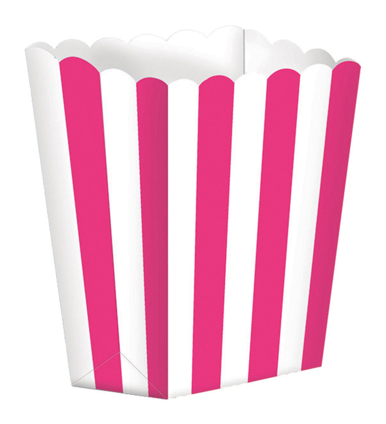 Papírový box na popcorn - bílo růžový