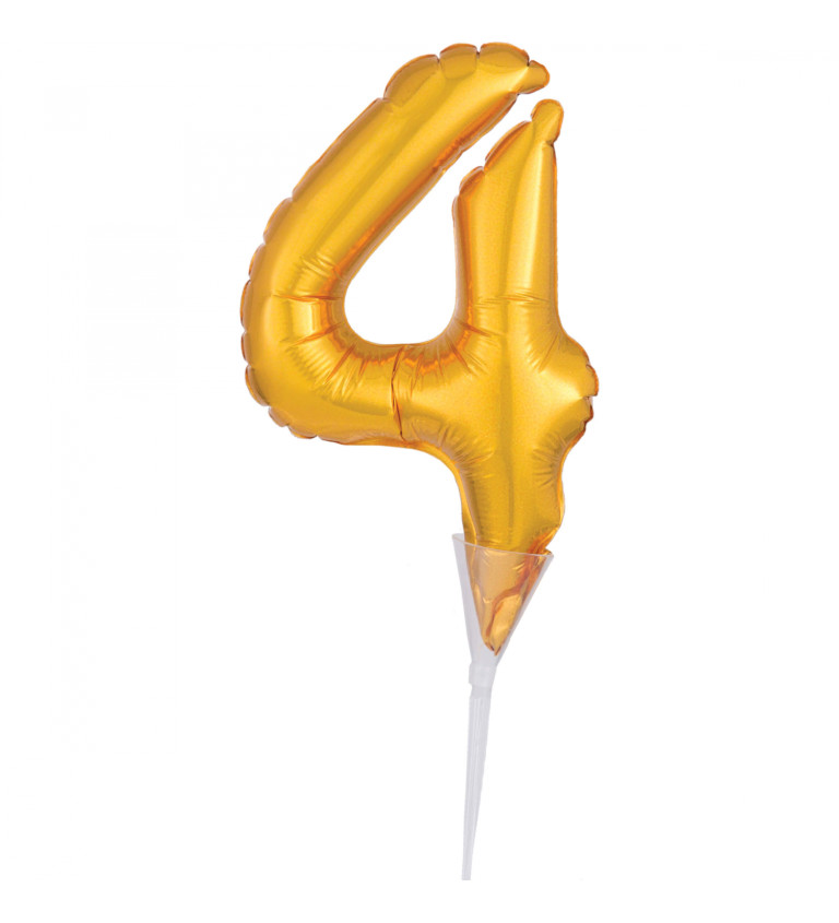 Mini zlatý foliový balónek čísla 4