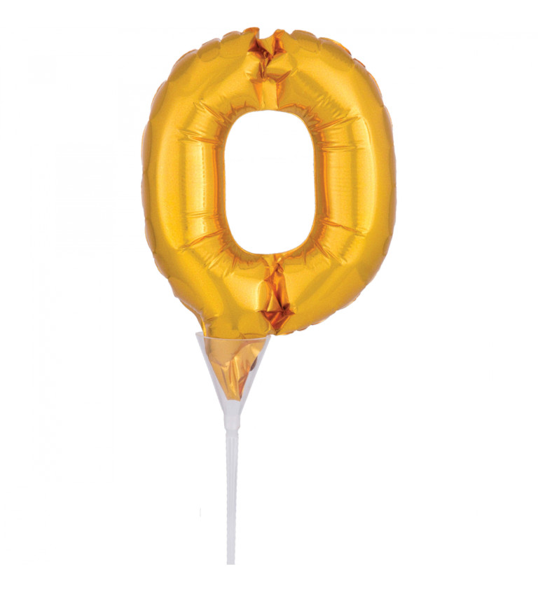 Mini zlatý fóliový balónek čísla 0