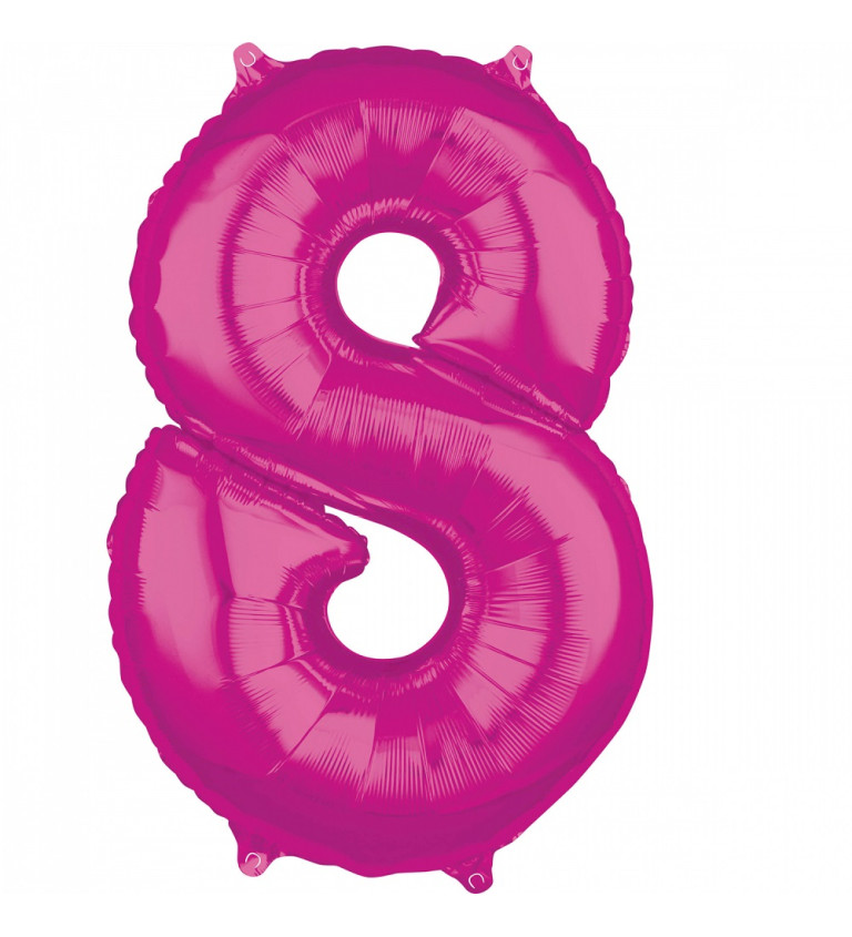 Velký růžový foliový balónek "8"