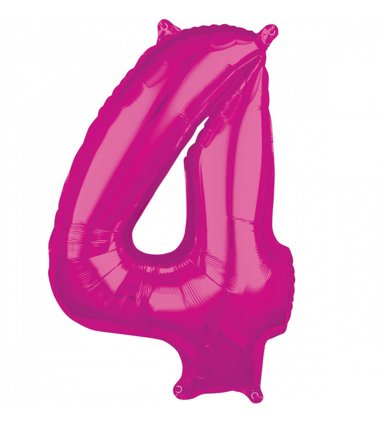 Růžový fóliový balónek čísla 4 - velký