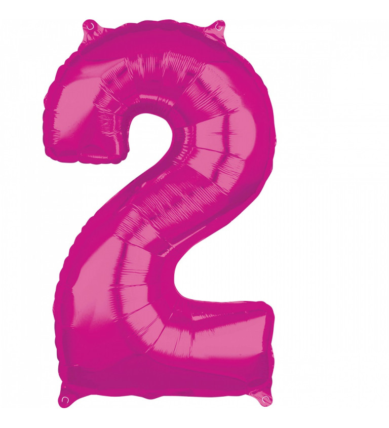 Růžový fóliový balónek čísla 2 - velký