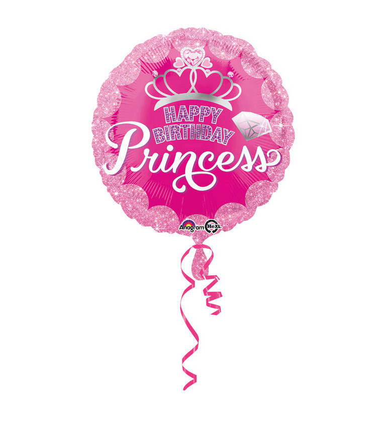 Balón růžový - Happy birthday princess