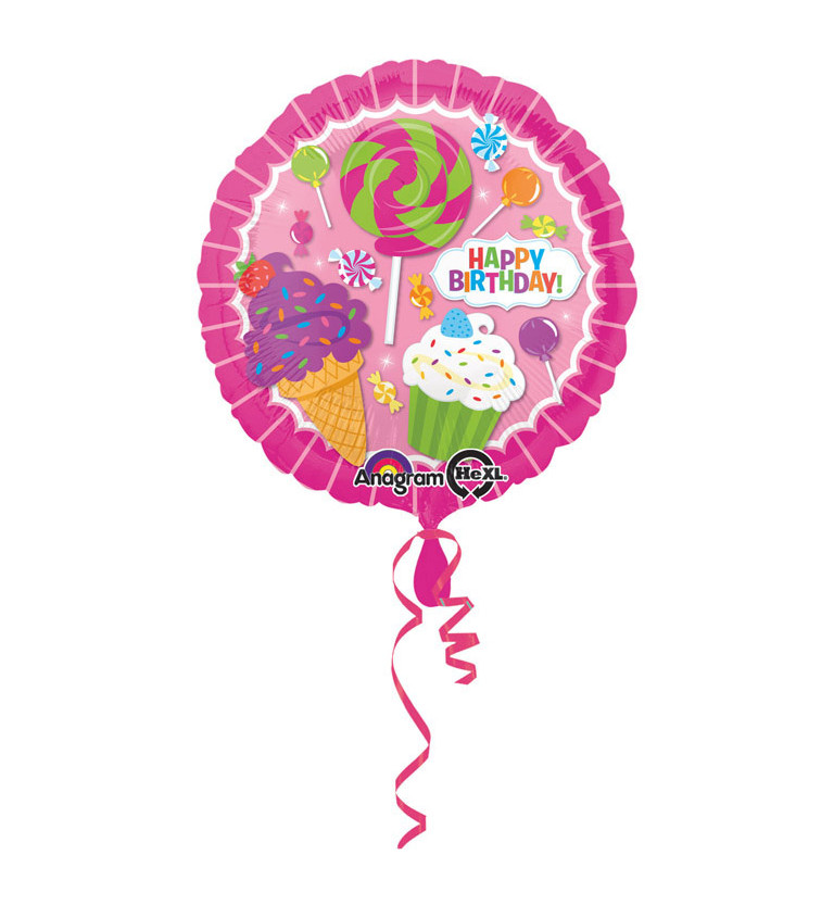 Fóliový narozeninový balónek - cukrovinky
