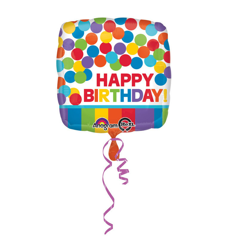 Happy Birthday - Čtvercový balónek