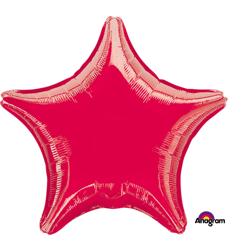Fóliový balónek ve tvaru hvězdy - červená