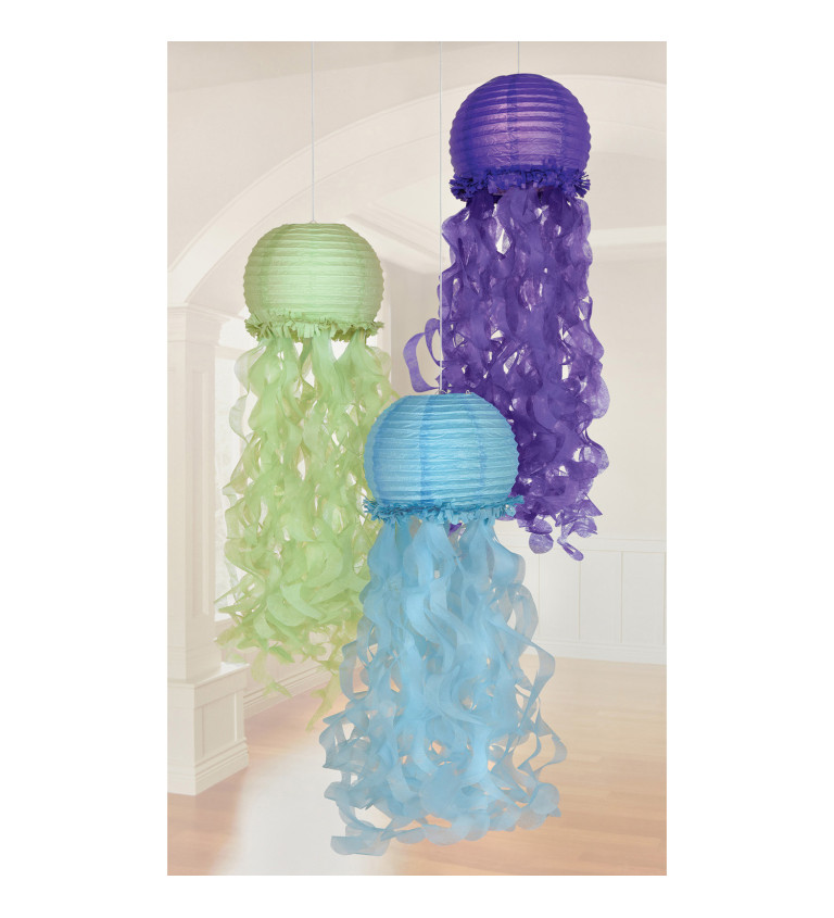 Závěsná dekorace - barevné medúzy