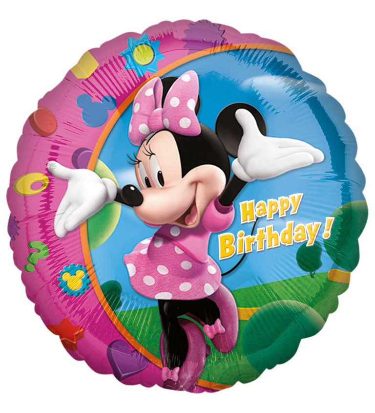 Kulatý balónek -  Minnie Happy Birthday