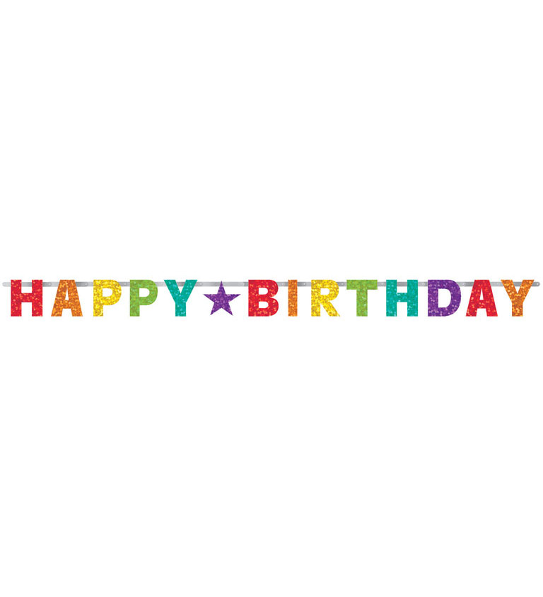 Girlanda Happy Birthday -  mix barev