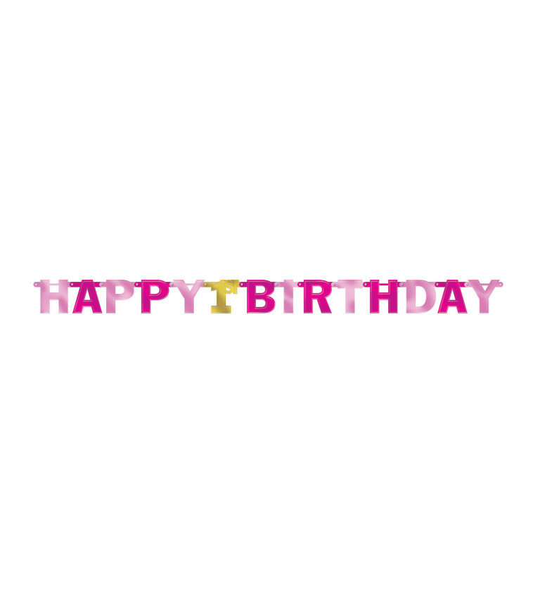 Girlanda Happy 1st Birthday - růžová