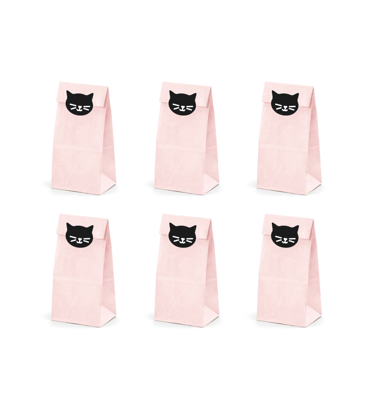 Růžové dárkové tašky s kočkou