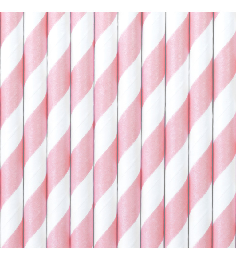 Papírová brčka - růžovo bílá