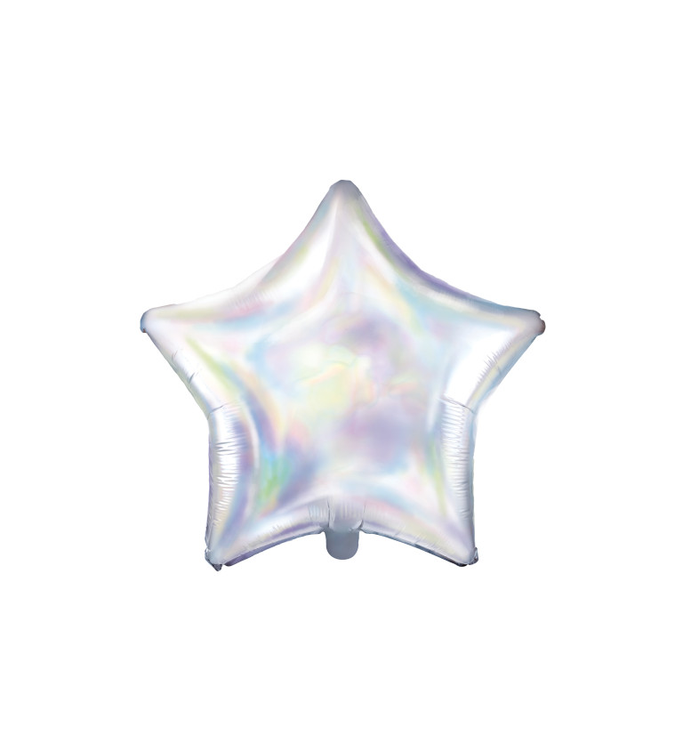 Fóliový balónek hvězda - golografická stříbrná