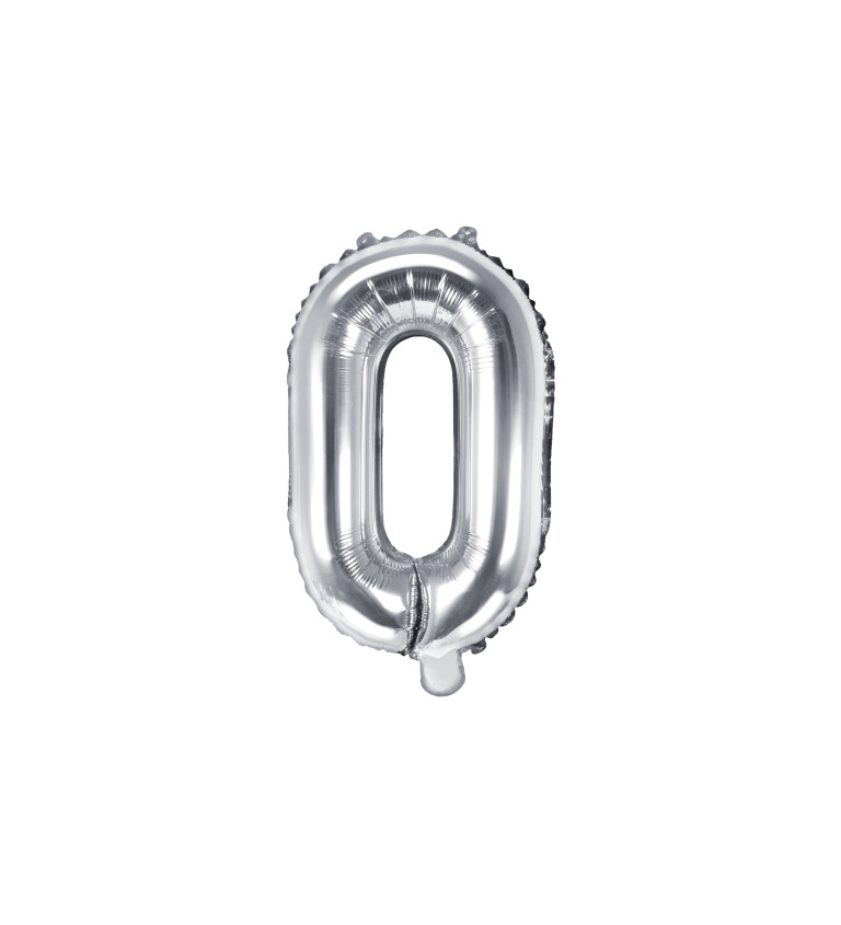 Malý stříbrný fóliový balónek písmene O