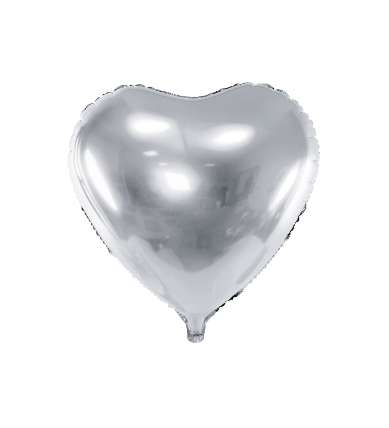 Fóliový balónek - stříbrné srdce