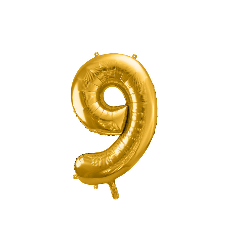 Fóliová zlatá číslice 9 balónek
