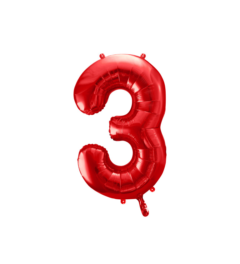 Velký červený foliový balónek "3"