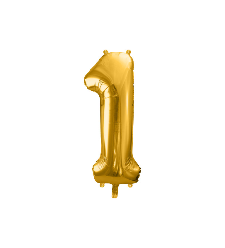 Zlatý fóliový balónek číslo 1