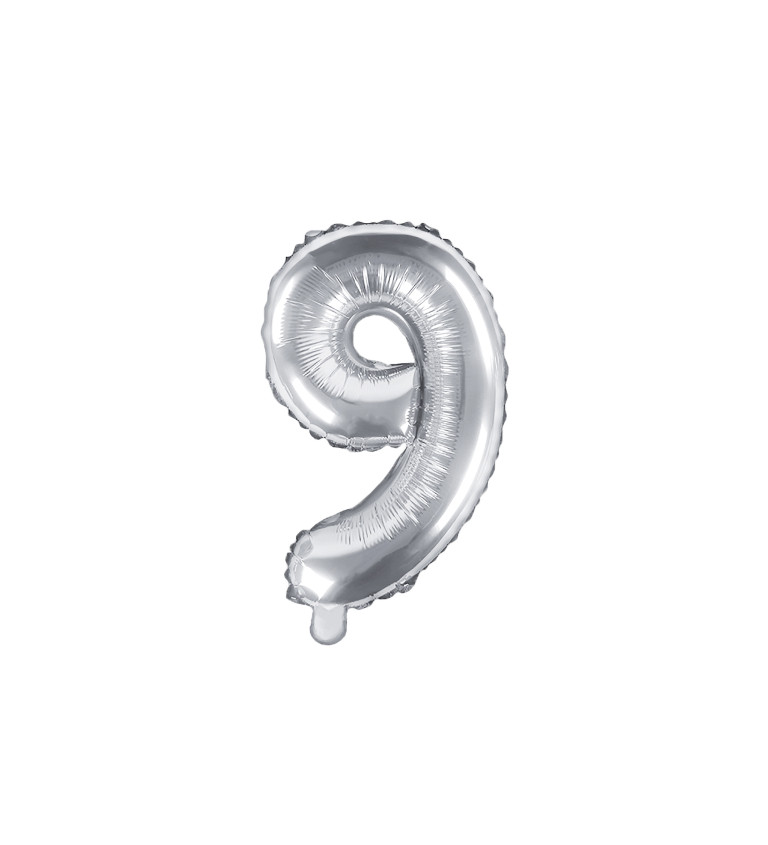 Fóliový balónek 9 - stříbrný