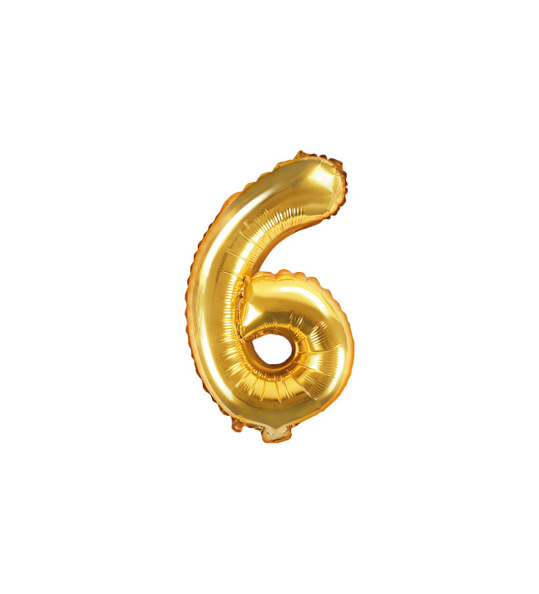 Fóliový zlatý balónek - číslice 6