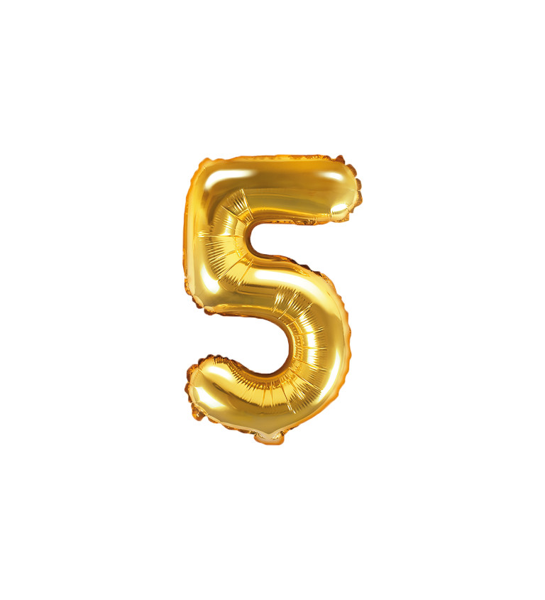 Fóliový balónek - "5" - zlatá